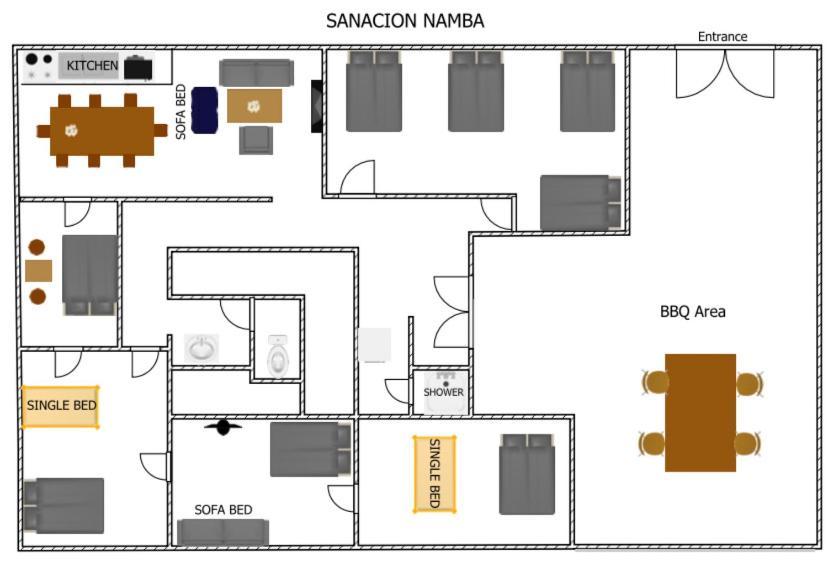 Sanacion Namba 難波千日前の5Ldk120平米 駅徒歩2分 広々バルコニーでバーベキューも可能 Apartment Osaka Exterior photo